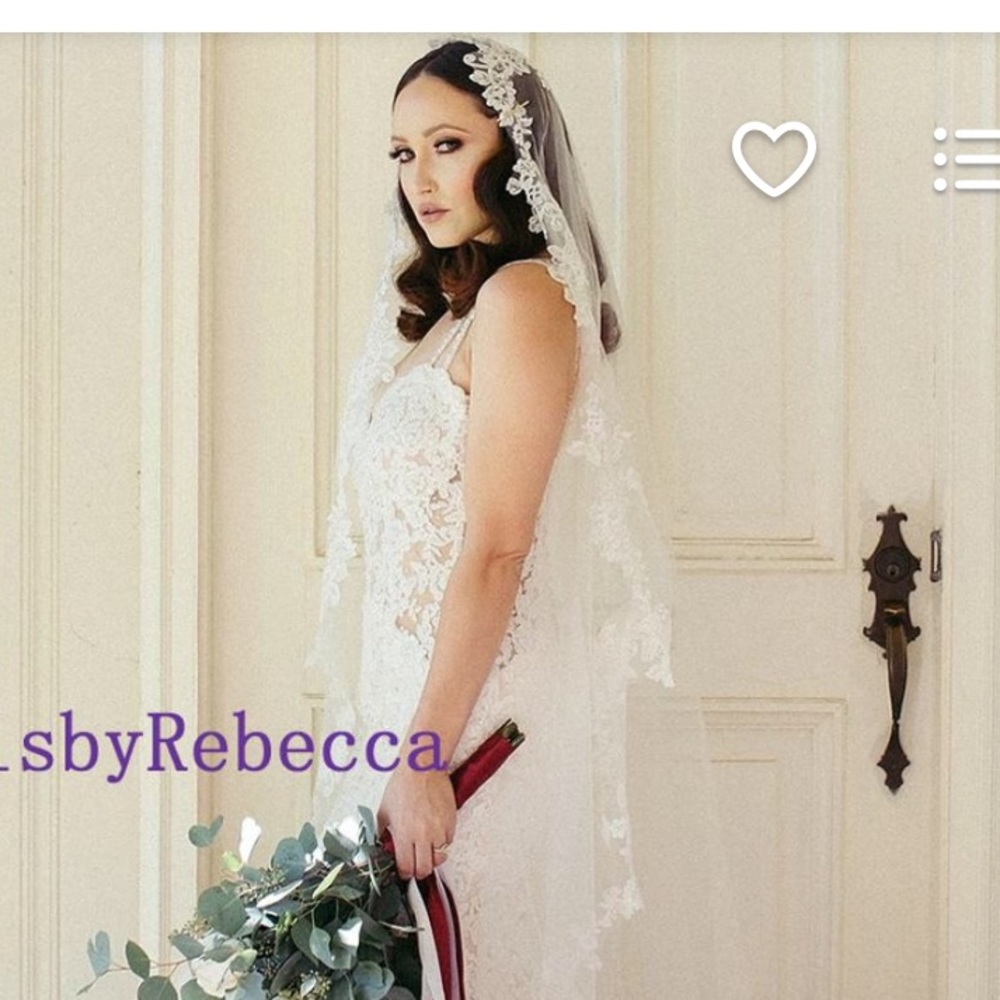 Cathedral length Manila lace tipped veil new